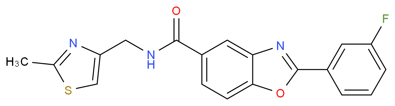 2-(3-fluorophenyl)-N-[(2-methyl-1,3-thiazol-4-yl)methyl]-1,3-benzoxazole-5-carboxamide_分子结构_CAS_)