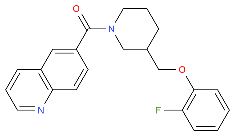6-({3-[(2-fluorophenoxy)methyl]-1-piperidinyl}carbonyl)quinoline_分子结构_CAS_)