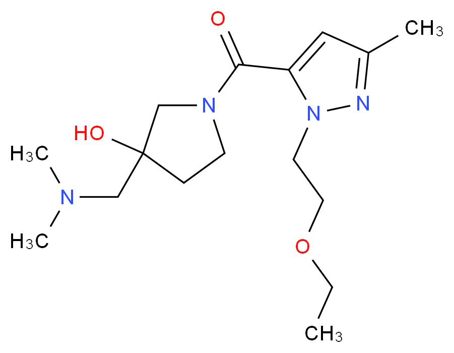 3-[(dimethylamino)methyl]-1-{[1-(2-ethoxyethyl)-3-methyl-1H-pyrazol-5-yl]carbonyl}-3-pyrrolidinol_分子结构_CAS_)