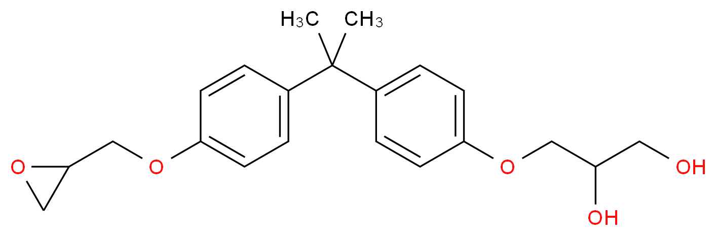 3-(4-{2-[4-(oxiran-2-ylmethoxy)phenyl]propan-2-yl}phenoxy)propane-1,2-diol_分子结构_CAS_76002-91-0