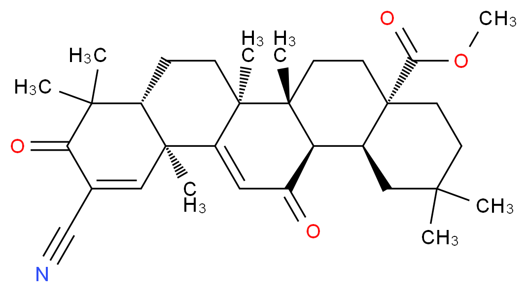 methyl (4aS,6aR,6bS,8aR,12aS,14aR,14bS)-11-cyano-2,2,6a,6b,9,9,12a-heptamethyl-10,14-dioxo-1,2,3,4,4a,5,6,6a,6b,7,8,8a,9,10,12a,14,14a,14b-octadecahydropicene-4a-carboxylate_分子结构_CAS_218600-53-4