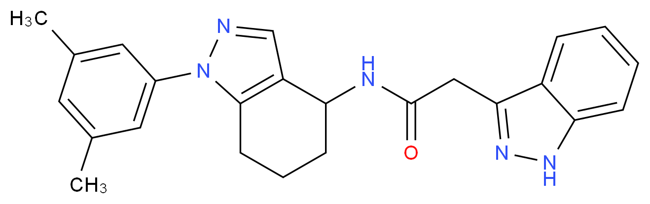 N-[1-(3,5-dimethylphenyl)-4,5,6,7-tetrahydro-1H-indazol-4-yl]-2-(1H-indazol-3-yl)acetamide_分子结构_CAS_)