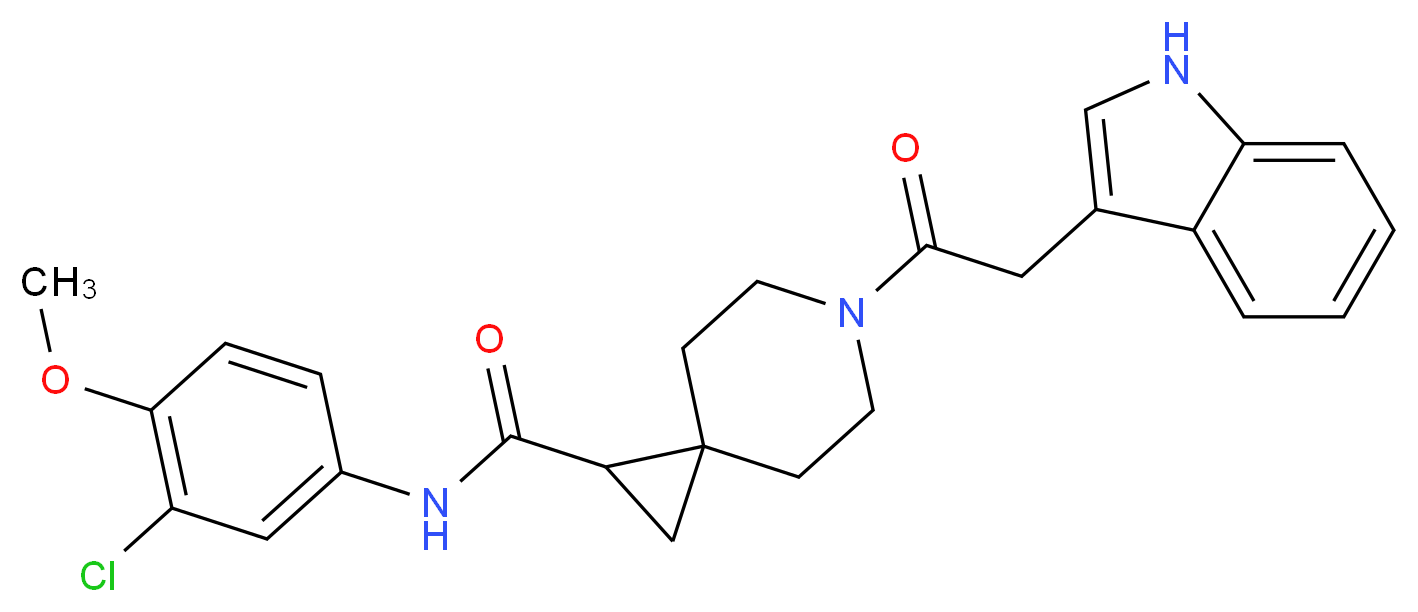 N-(3-chloro-4-methoxyphenyl)-6-(1H-indol-3-ylacetyl)-6-azaspiro[2.5]octane-1-carboxamide_分子结构_CAS_)