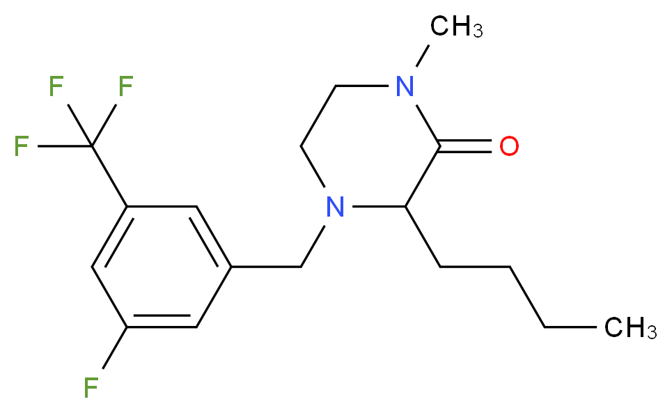 3-butyl-4-[3-fluoro-5-(trifluoromethyl)benzyl]-1-methyl-2-piperazinone_分子结构_CAS_)