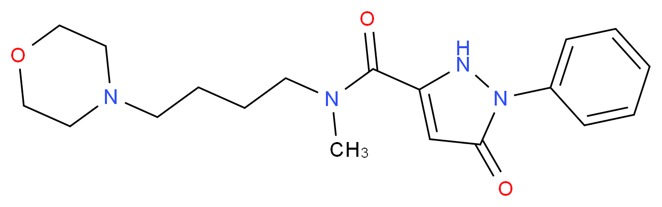 N-methyl-N-(4-morpholin-4-ylbutyl)-5-oxo-1-phenyl-2,5-dihydro-1H-pyrazole-3-carboxamide_分子结构_CAS_)