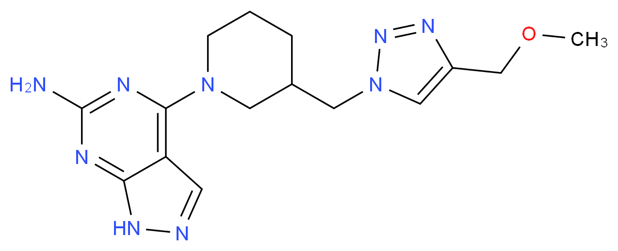 4-(3-{[4-(methoxymethyl)-1H-1,2,3-triazol-1-yl]methyl}piperidin-1-yl)-1H-pyrazolo[3,4-d]pyrimidin-6-amine_分子结构_CAS_)