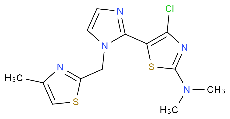 4-chloro-N,N-dimethyl-5-{1-[(4-methyl-1,3-thiazol-2-yl)methyl]-1H-imidazol-2-yl}-1,3-thiazol-2-amine_分子结构_CAS_)