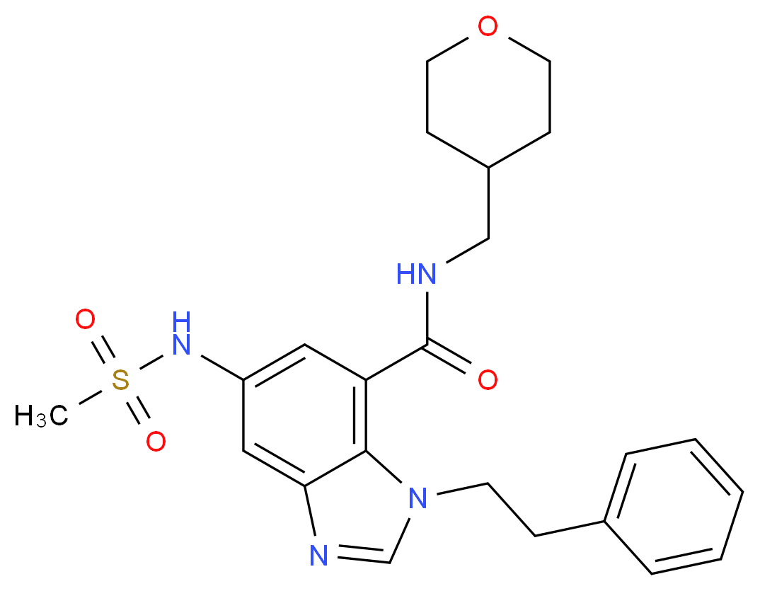 5-[(methylsulfonyl)amino]-1-(2-phenylethyl)-N-(tetrahydro-2H-pyran-4-ylmethyl)-1H-benzimidazole-7-carboxamide_分子结构_CAS_)
