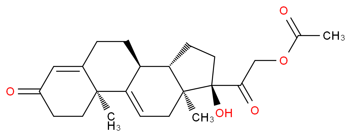 2-[(2S,10S,11S,14R,15S)-14-hydroxy-2,15-dimethyl-5-oxotetracyclo[8.7.0.0<sup>2</sup>,<sup>7</sup>.0<sup>1</sup><sup>1</sup>,<sup>1</sup><sup>5</sup>]heptadeca-1(17),6-dien-14-yl]-2-oxoethyl acetate_分子结构_CAS_7753-60-8