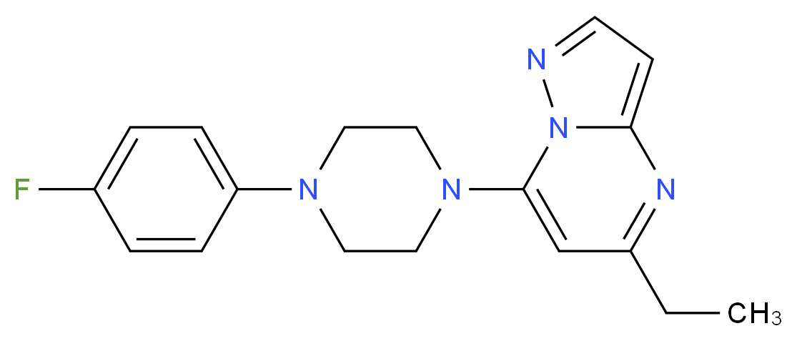 5-ethyl-7-[4-(4-fluorophenyl)-1-piperazinyl]pyrazolo[1,5-a]pyrimidine_分子结构_CAS_)