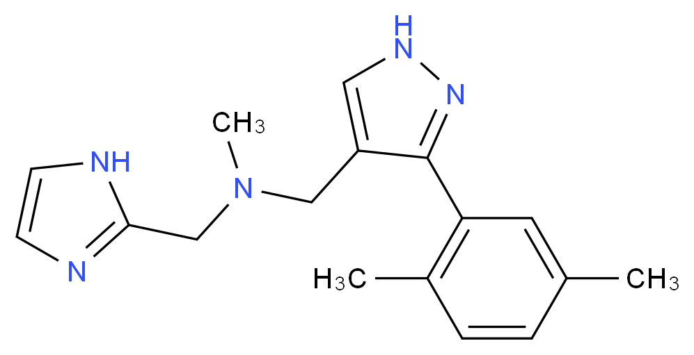 1-[3-(2,5-dimethylphenyl)-1H-pyrazol-4-yl]-N-(1H-imidazol-2-ylmethyl)-N-methylmethanamine_分子结构_CAS_)