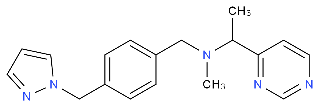 N-methyl-N-[4-(1H-pyrazol-1-ylmethyl)benzyl]-1-pyrimidin-4-ylethanamine_分子结构_CAS_)