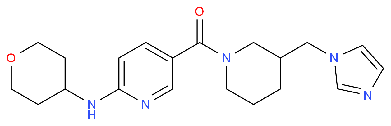 5-{[3-(1H-imidazol-1-ylmethyl)piperidin-1-yl]carbonyl}-N-(tetrahydro-2H-pyran-4-yl)pyridin-2-amine_分子结构_CAS_)