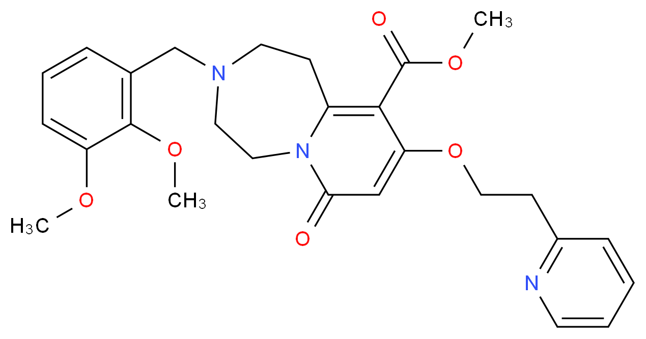 methyl 3-(2,3-dimethoxybenzyl)-7-oxo-9-[2-(2-pyridinyl)ethoxy]-1,2,3,4,5,7-hexahydropyrido[1,2-d][1,4]diazepine-10-carboxylate_分子结构_CAS_)