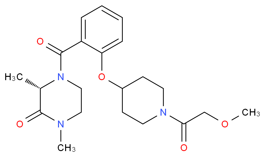 (3S)-4-(2-{[1-(methoxyacetyl)-4-piperidinyl]oxy}benzoyl)-1,3-dimethyl-2-piperazinone_分子结构_CAS_)