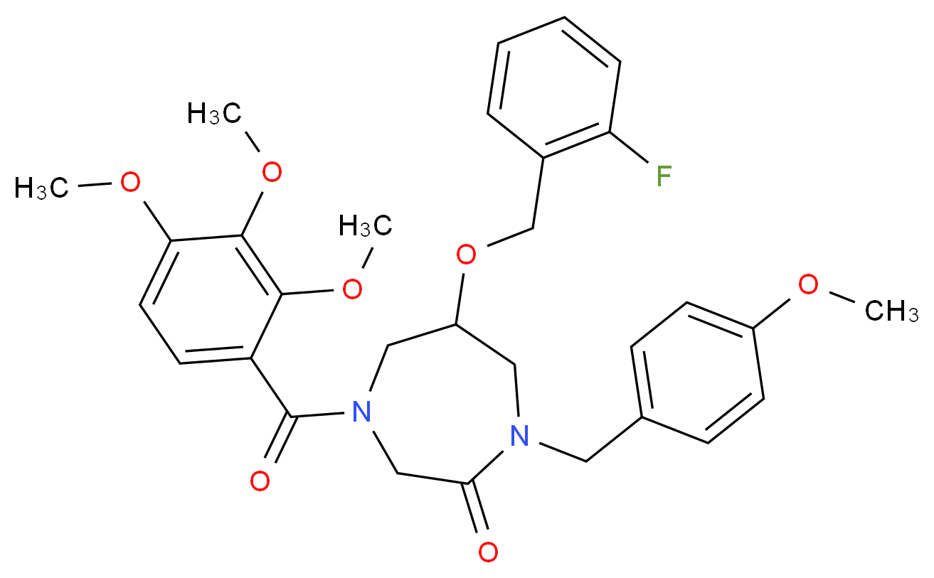 6-[(2-fluorobenzyl)oxy]-1-(4-methoxybenzyl)-4-(2,3,4-trimethoxybenzoyl)-1,4-diazepan-2-one_分子结构_CAS_)