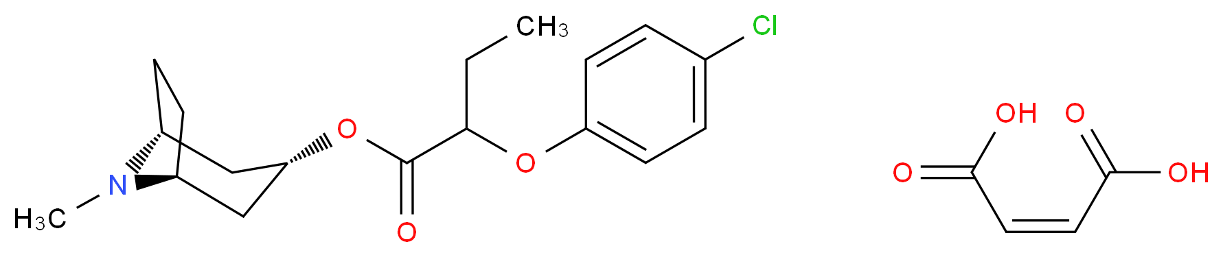 (2Z)-but-2-enedioic acid (1R,3R,5S)-8-methyl-8-azabicyclo[3.2.1]octan-3-yl 2-(4-chlorophenoxy)butanoate_分子结构_CAS_155059-42-0