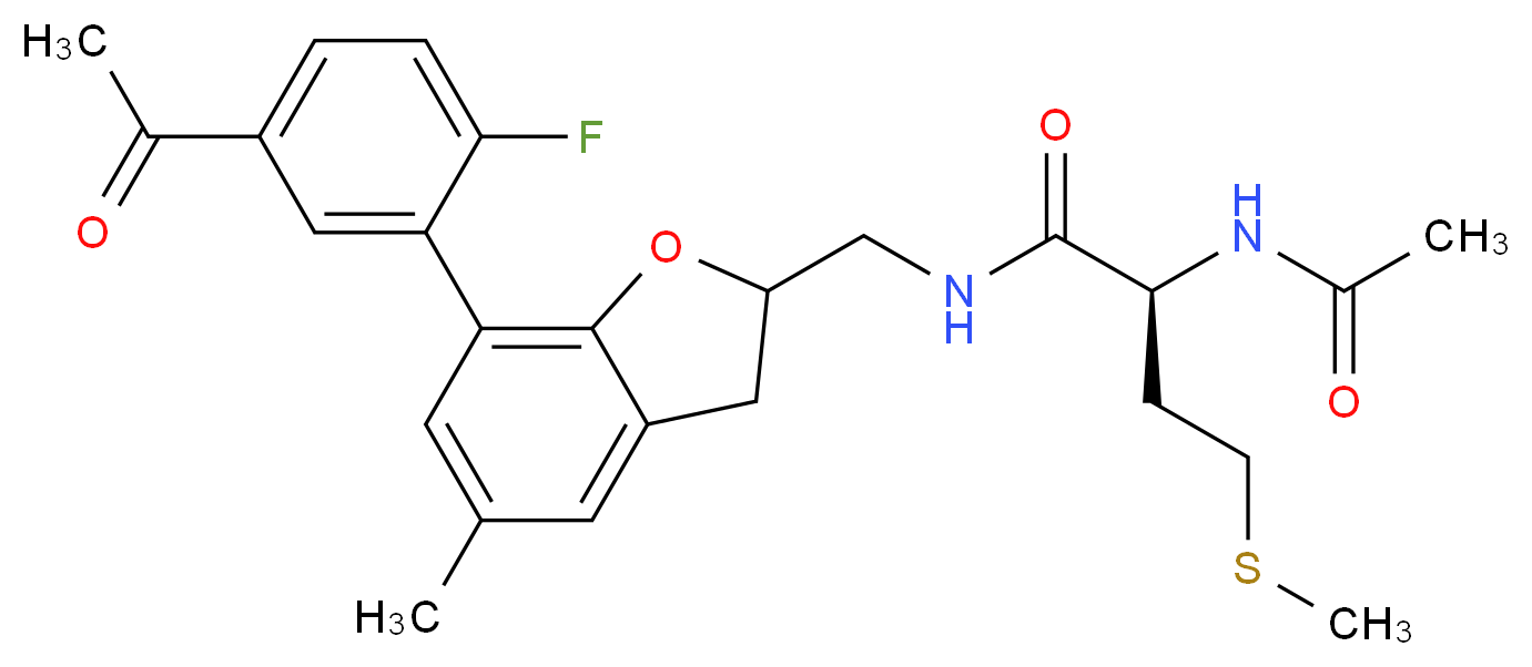 N~2~-acetyl-N~1~-{[7-(5-acetyl-2-fluorophenyl)-5-methyl-2,3-dihydro-1-benzofuran-2-yl]methyl}-L-methioninamide_分子结构_CAS_)