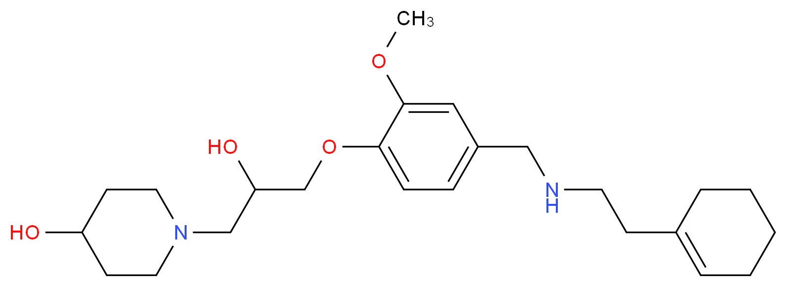 1-{3-[4-({[2-(1-cyclohexen-1-yl)ethyl]amino}methyl)-2-methoxyphenoxy]-2-hydroxypropyl}-4-piperidinol_分子结构_CAS_)