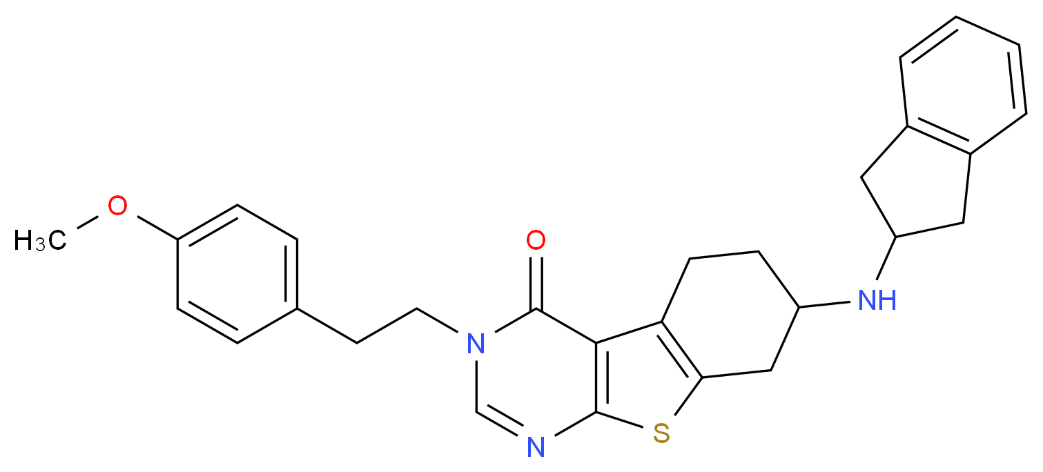 7-(2,3-dihydro-1H-inden-2-ylamino)-3-[2-(4-methoxyphenyl)ethyl]-5,6,7,8-tetrahydro[1]benzothieno[2,3-d]pyrimidin-4(3H)-one_分子结构_CAS_)