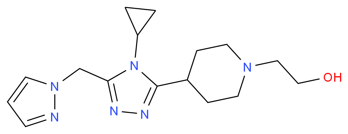 2-{4-[4-cyclopropyl-5-(1H-pyrazol-1-ylmethyl)-4H-1,2,4-triazol-3-yl]piperidin-1-yl}ethanol_分子结构_CAS_)