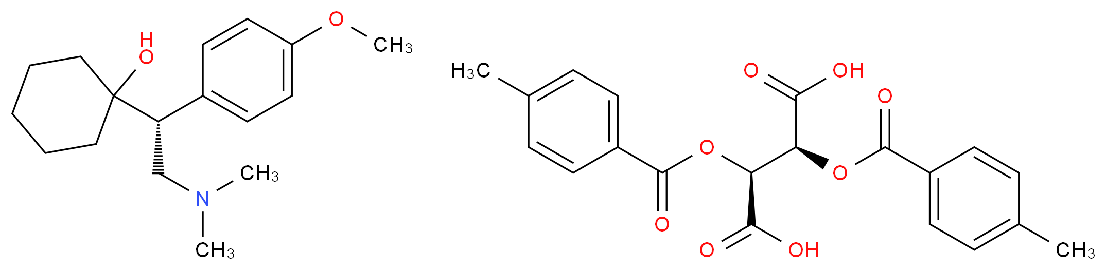 R-Venlafaxine Di-p-toluoyl-D-tartrate Salt_分子结构_CAS_272788-00-8)