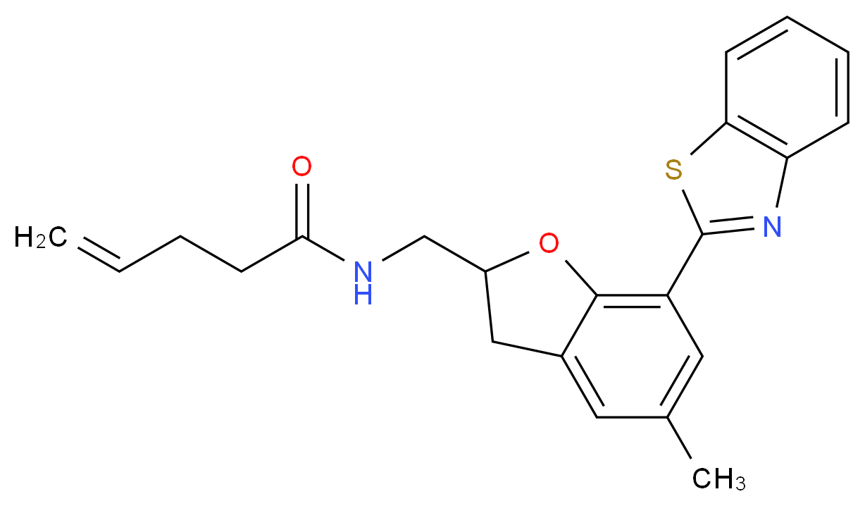 N-{[7-(1,3-benzothiazol-2-yl)-5-methyl-2,3-dihydro-1-benzofuran-2-yl]methyl}-4-pentenamide_分子结构_CAS_)