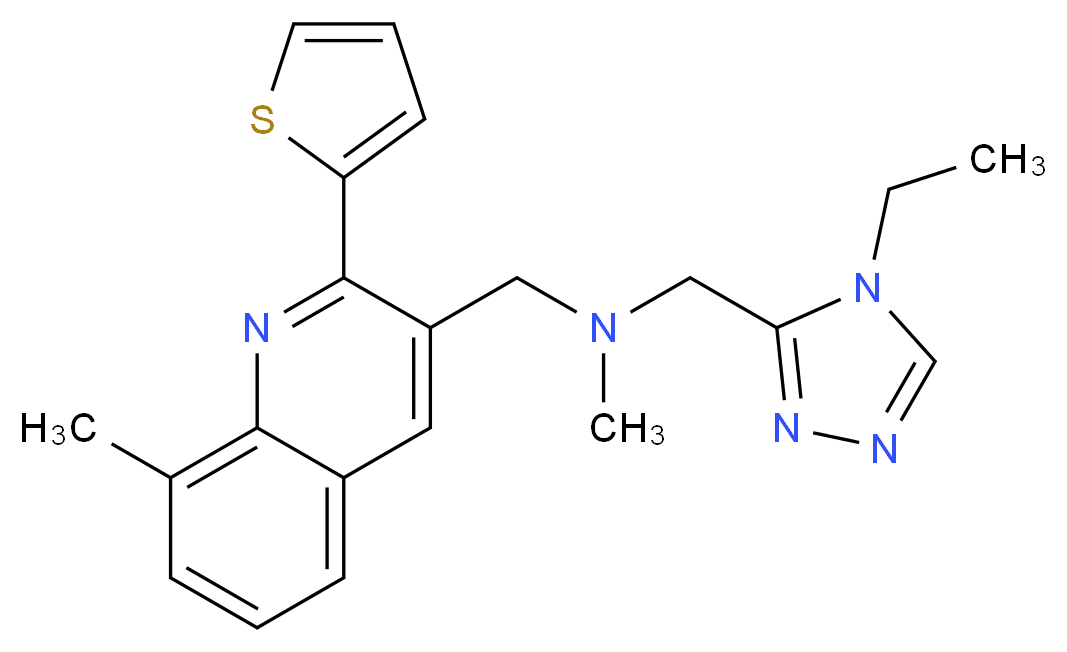 1-(4-ethyl-4H-1,2,4-triazol-3-yl)-N-methyl-N-{[8-methyl-2-(2-thienyl)-3-quinolinyl]methyl}methanamine_分子结构_CAS_)