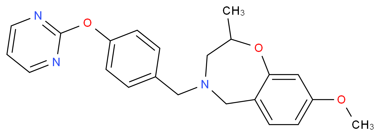 8-methoxy-2-methyl-4-[4-(2-pyrimidinyloxy)benzyl]-2,3,4,5-tetrahydro-1,4-benzoxazepine_分子结构_CAS_)