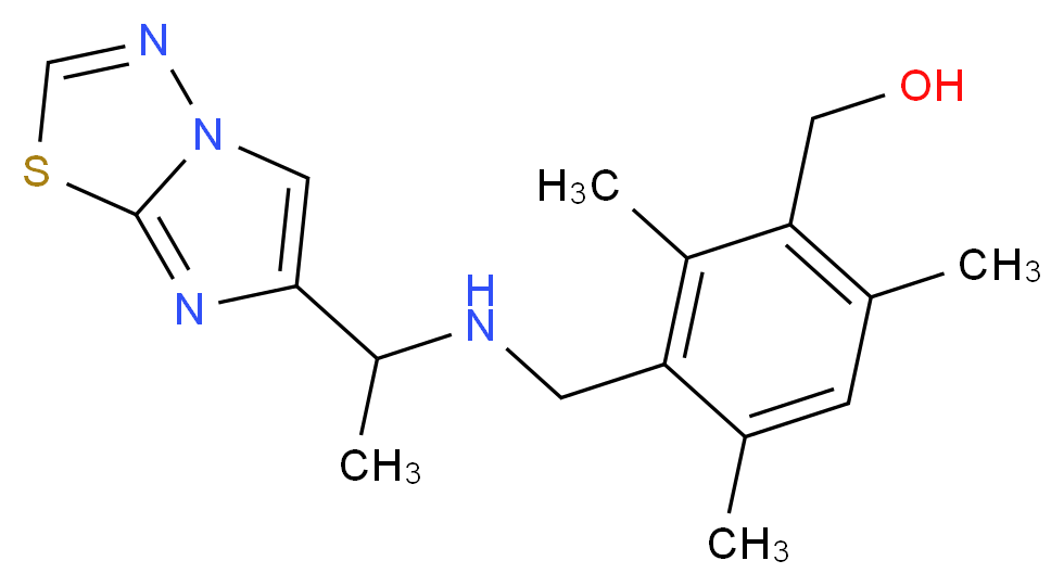 (3-{[(1-imidazo[2,1-b][1,3,4]thiadiazol-6-ylethyl)amino]methyl}-2,4,6-trimethylphenyl)methanol_分子结构_CAS_)