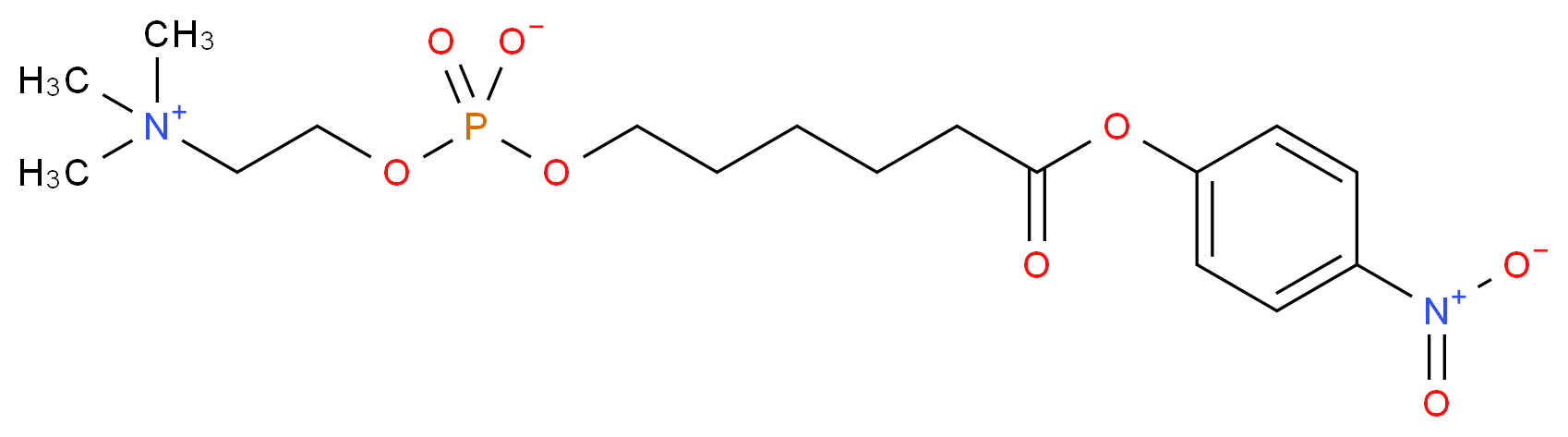 trimethyl(2-{[6-(4-nitrophenoxy)-6-oxohexyl phosphonato]oxy}ethyl)azanium_分子结构_CAS_73785-43-0