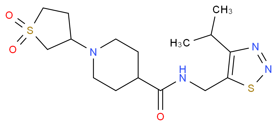 1-(1,1-dioxidotetrahydro-3-thienyl)-N-[(4-isopropyl-1,2,3-thiadiazol-5-yl)methyl]piperidine-4-carboxamide_分子结构_CAS_)