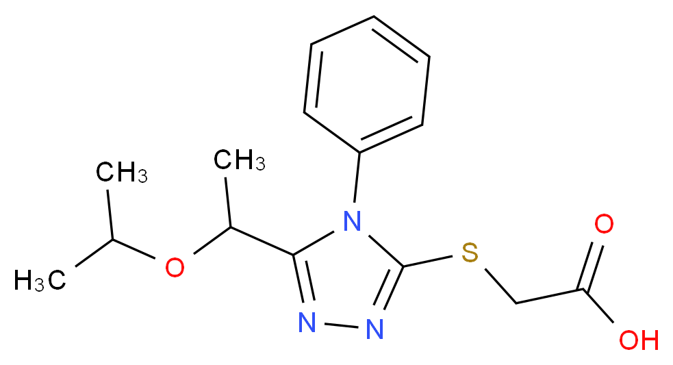 {[5-(1-isopropoxyethyl)-4-phenyl-4H-1,2,4-triazol-3-yl]thio}acetic acid_分子结构_CAS_)