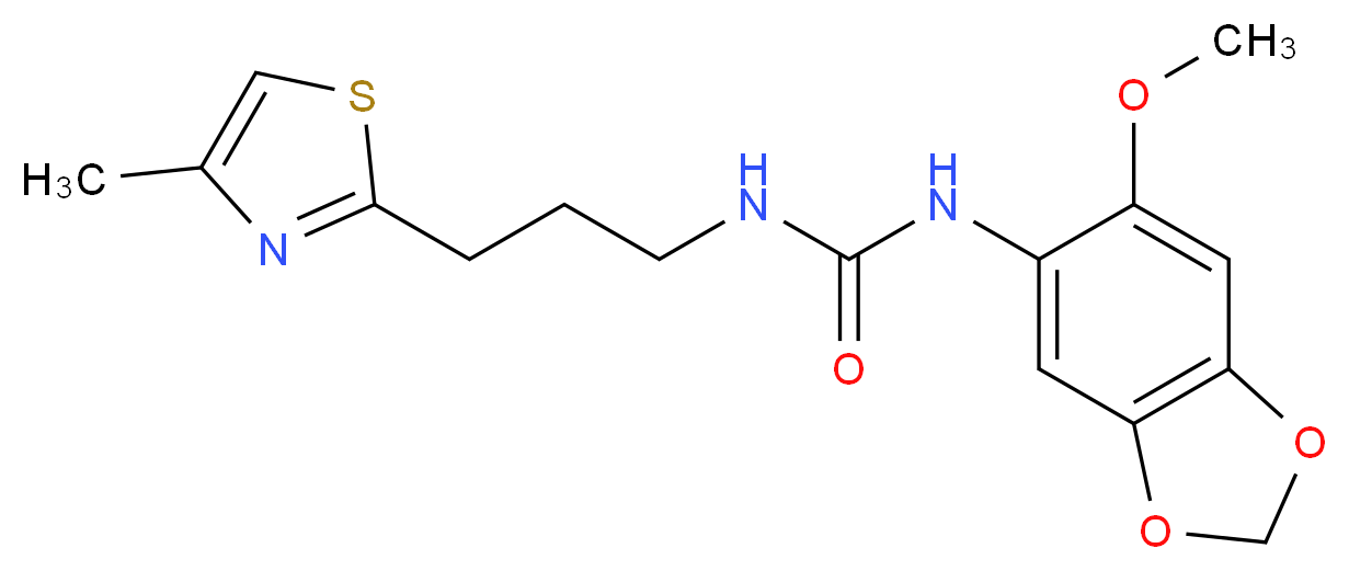 N-(6-methoxy-1,3-benzodioxol-5-yl)-N'-[3-(4-methyl-1,3-thiazol-2-yl)propyl]urea_分子结构_CAS_)