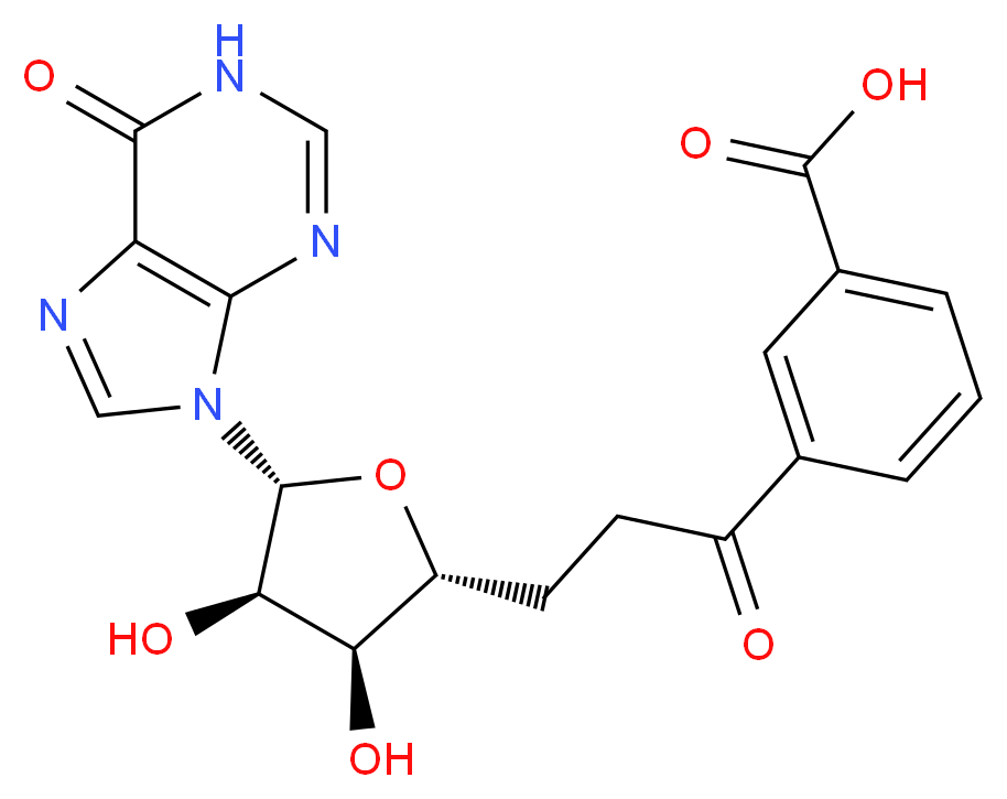 3-{3-[(2R,3S,4R,5R)-3,4-dihydroxy-5-(6-oxo-6,9-dihydro-1H-purin-9-yl)oxolan-2-yl]propanoyl}benzoic acid_分子结构_CAS_210644-32-9