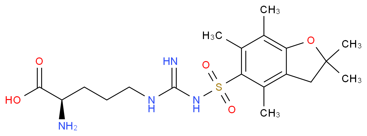 (2R)-2-amino-5-{3-[(2,2,4,6,7-pentamethyl-2,3-dihydro-1-benzofuran-5-yl)sulfonyl]carbamimidamido}pentanoic acid_分子结构_CAS_200116-81-0