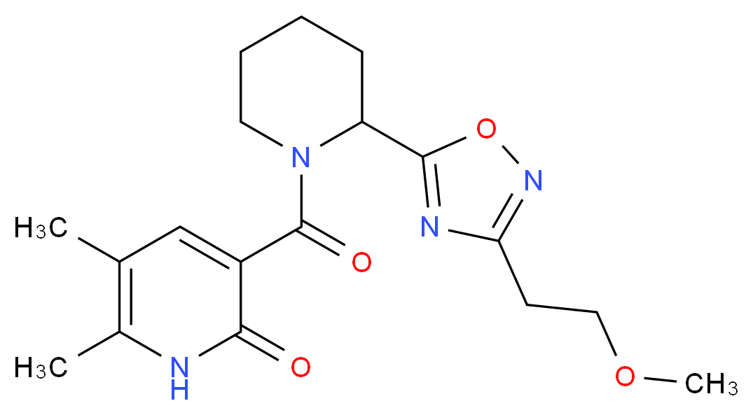 3-({2-[3-(2-methoxyethyl)-1,2,4-oxadiazol-5-yl]-1-piperidinyl}carbonyl)-5,6-dimethyl-2(1H)-pyridinone_分子结构_CAS_)