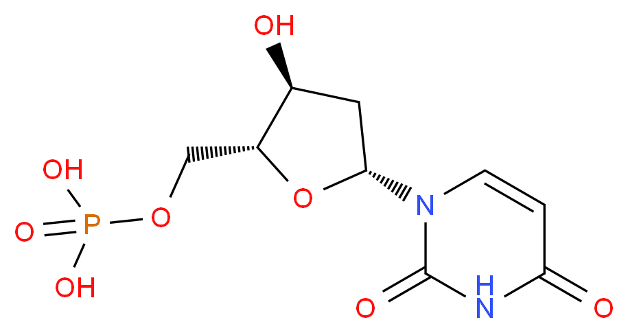 {[(2R,3S,5R)-5-(2,4-dioxo-1,2,3,4-tetrahydropyrimidin-1-yl)-3-hydroxyoxolan-2-yl]methoxy}phosphonic acid_分子结构_CAS_964-26-1