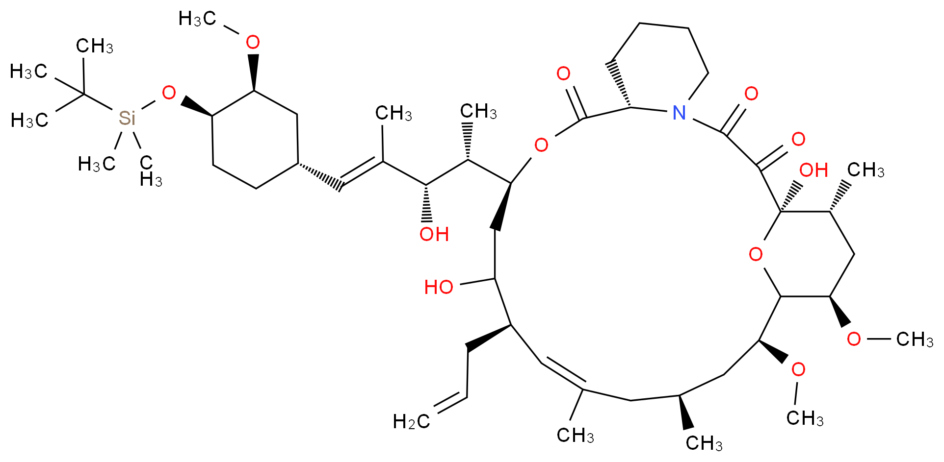 22-Hydroxy-33-tert-butyldimethylsilyloxy-iso-FK-506_分子结构_CAS_134556-79-9)