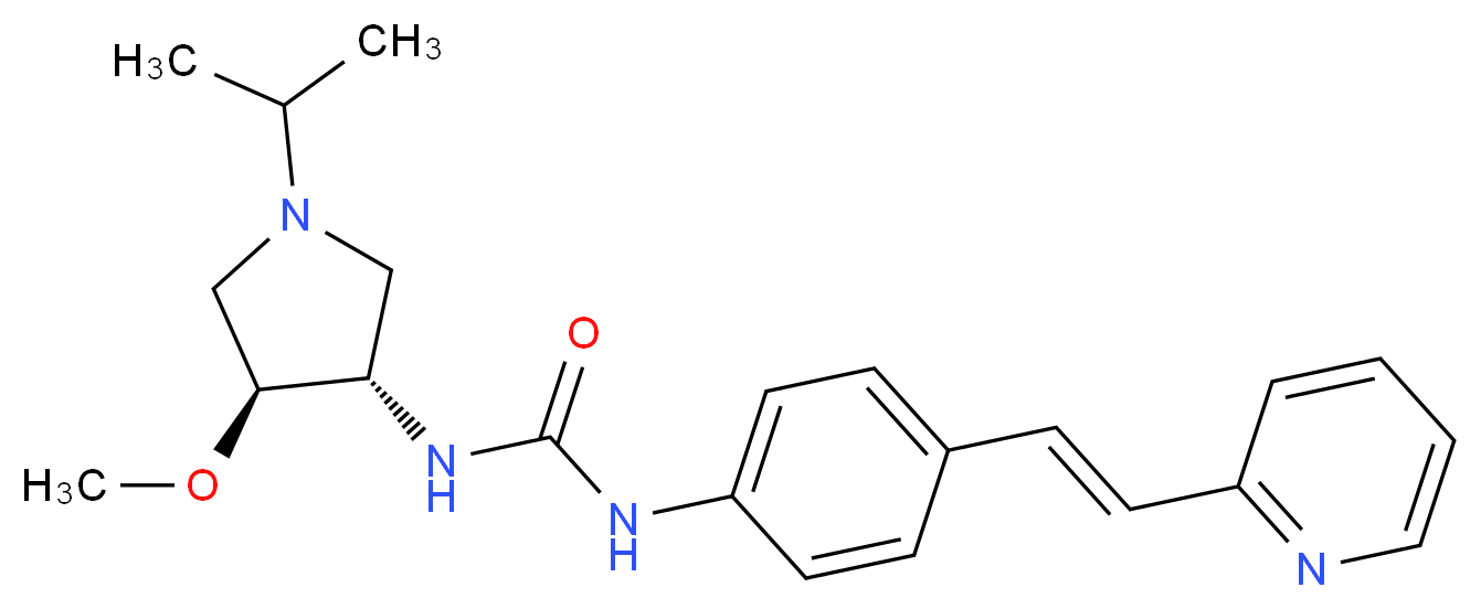 N-[(3S*,4S*)-1-isopropyl-4-methoxypyrrolidin-3-yl]-N'-{4-[(E)-2-pyridin-2-ylvinyl]phenyl}urea_分子结构_CAS_)
