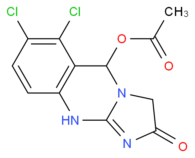 6,7-dichloro-2-oxo-2H,3H,5H,10H-imidazo[2,1-b]quinazolin-5-yl acetate_分子结构_CAS_1076198-71-4