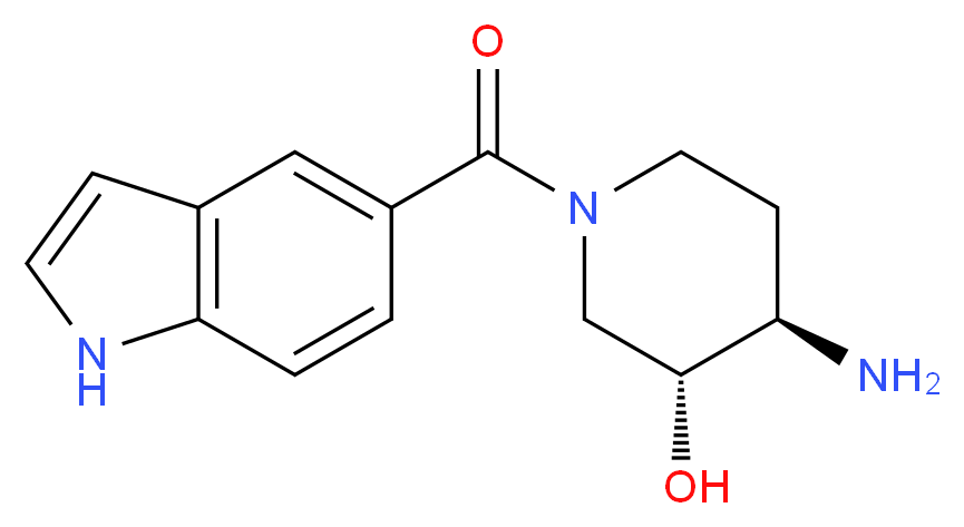 (3R*,4R*)-4-amino-1-(1H-indol-5-ylcarbonyl)piperidin-3-ol_分子结构_CAS_)