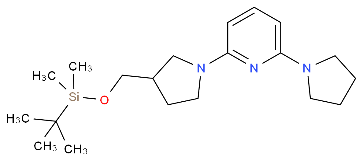 2-(3-{[(tert-butyldimethylsilyl)oxy]methyl}pyrrolidin-1-yl)-6-(pyrrolidin-1-yl)pyridine_分子结构_CAS_1228666-52-1