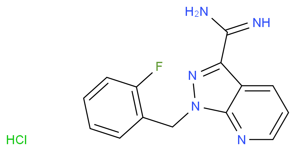 1-[(2-fluorophenyl)methyl]-1H-pyrazolo[3,4-b]pyridine-3-carboximidamide hydrochloride_分子结构_CAS_256499-19-1