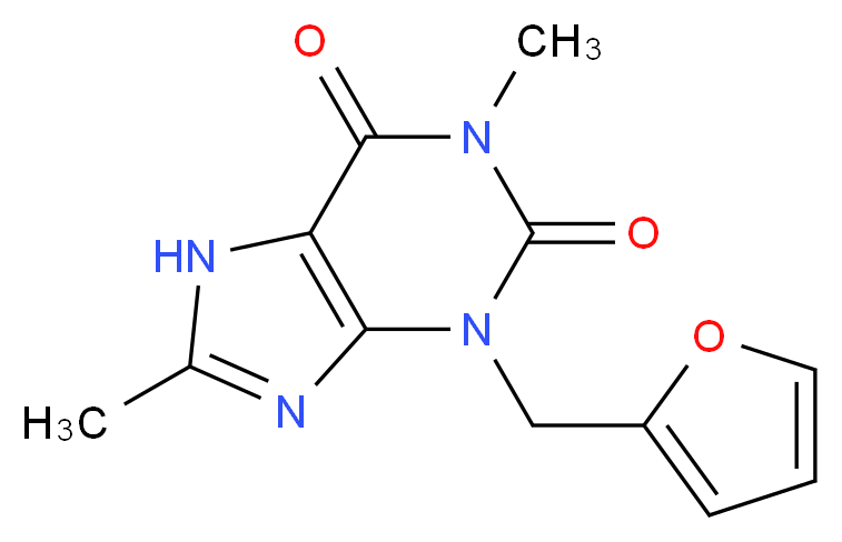 3-(furan-2-ylmethyl)-1,8-dimethyl-2,3,6,7-tetrahydro-1H-purine-2,6-dione_分子结构_CAS_80288-49-9