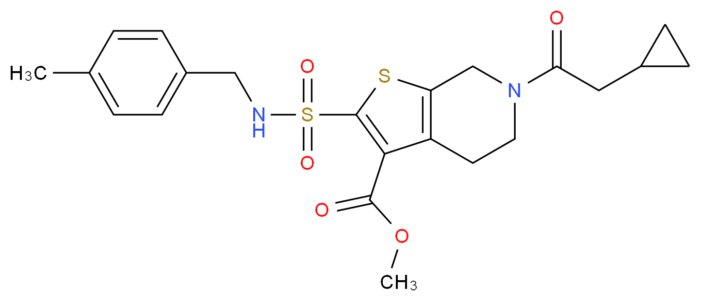 methyl 6-(cyclopropylacetyl)-2-{[(4-methylbenzyl)amino]sulfonyl}-4,5,6,7-tetrahydrothieno[2,3-c]pyridine-3-carboxylate_分子结构_CAS_)