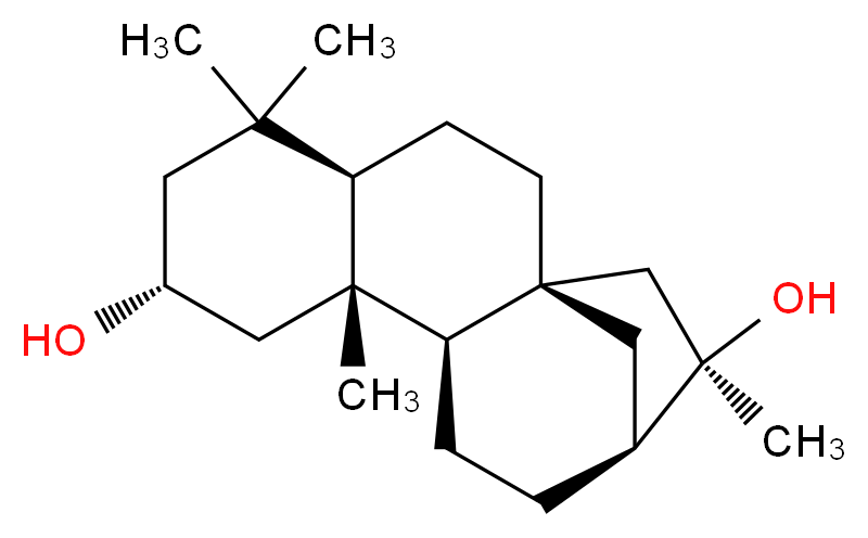 (1S,4R,7R,9R,10R,13R,14R)-5,5,9,14-tetramethyltetracyclo[11.2.1.0<sup>1</sup>,<sup>1</sup><sup>0</sup>.0<sup>4</sup>,<sup>9</sup>]hexadecane-7,14-diol_分子结构_CAS_34302-37-9