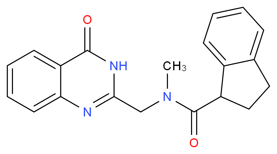 N-methyl-N-[(4-oxo-3,4-dihydro-2-quinazolinyl)methyl]-1-indanecarboxamide_分子结构_CAS_)