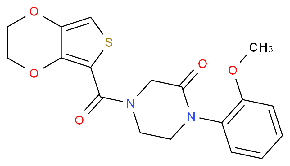4-(2,3-dihydrothieno[3,4-b][1,4]dioxin-5-ylcarbonyl)-1-(2-methoxyphenyl)-2-piperazinone_分子结构_CAS_)