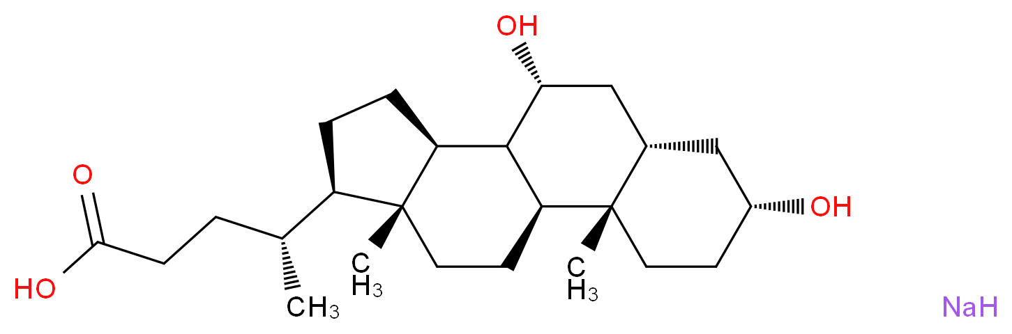 (4R)-4-[(1S,2S,5R,7S,9R,10R,11S,14R,15R)-5,9-dihydroxy-2,15-dimethyltetracyclo[8.7.0.0<sup>2</sup>,<sup>7</sup>.0<sup>1</sup><sup>1</sup>,<sup>1</sup><sup>5</sup>]heptadecan-14-yl]pentanoic acid sodium_分子结构_CAS_2646-38-0